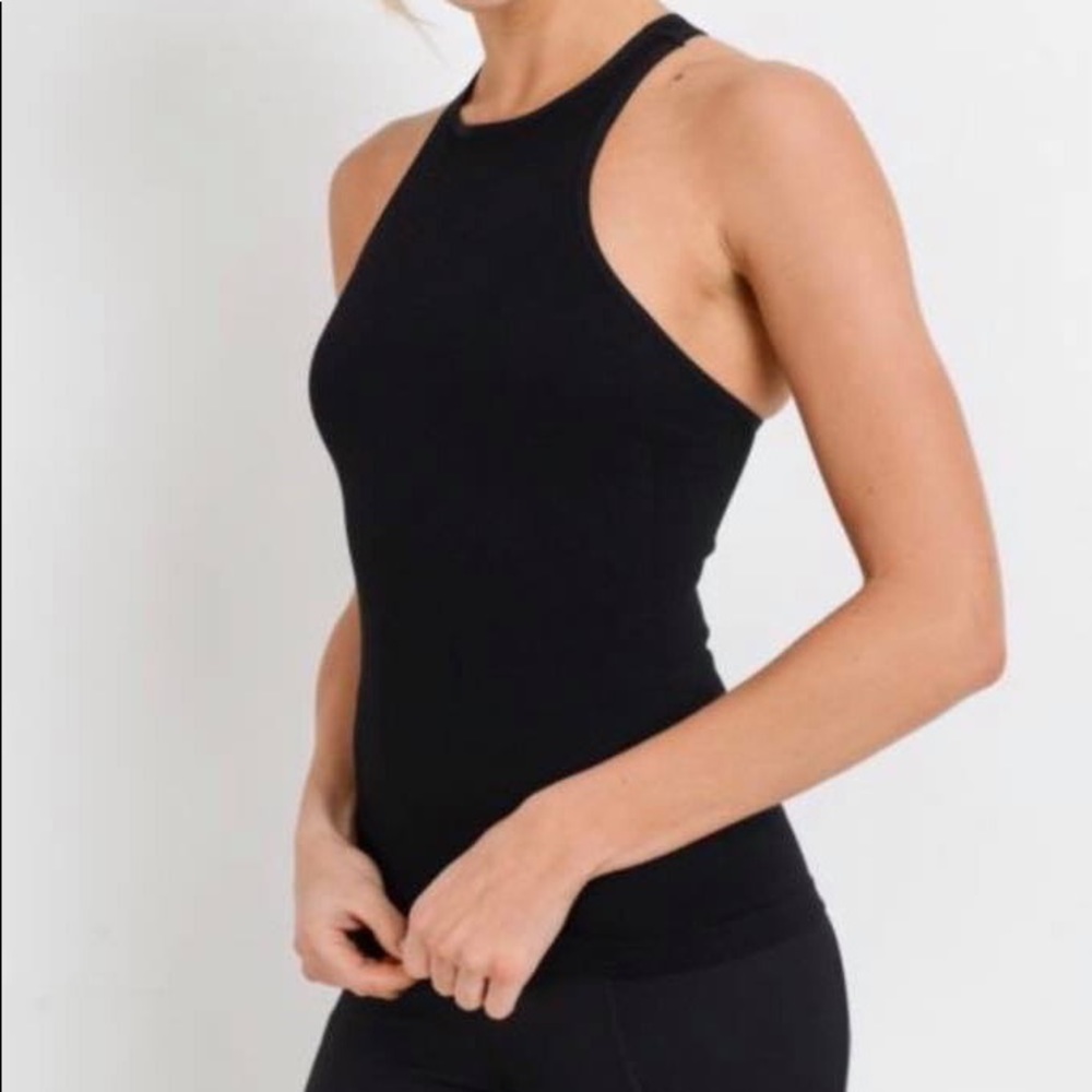 Mono B Seamless Ribbed Racerback Tank Top - Picture 2 of 5